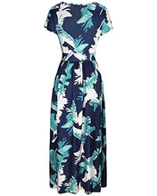 Load image into Gallery viewer, OUGES Women's Summer Casual V Neck Short Sleeve Floral Pattern Wrap Ladies Maxi Long Dress with Pockets(Floral-8,L)
