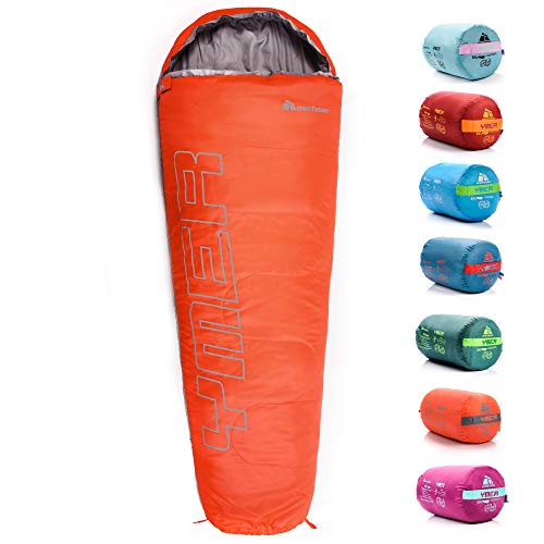 Sleeping Bag For Kids Camping Gear Travel Sleep Essential Insulated Warm Lightweight Traveling Hiking Indoor Outdoor All Season Spring Summer Fall YMER ((130+25) x60/40cm, Pink/Grey)