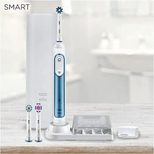 Load image into Gallery viewer, Oral-B Smart 7 Electric Toothbrush with Smart Pressure Sensor, App Connected Handle, 3 Toothbrush Heads &amp; Travel Case, 5 Mode Display with Teeth Whitening, Gift Set, 2 Pin UK Plug, 6000N/7000N, Blue
