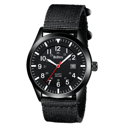 Mens Watches Military Watches for Men Military Army Watch Analogue Quartz Waterproof Wrist Watches for Men Date Display Nylon Tactical Field Sports Minimalist Watches