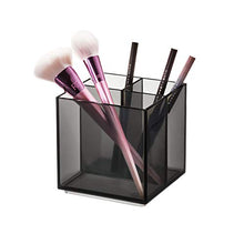 Load image into Gallery viewer, iDesign Compartment Divided Makeup Box from the Signature Series by Sarah Tanno, Compact RPET Makeup Organiser Storage, Makeup Storage Cube, Smoke/Matte Black
