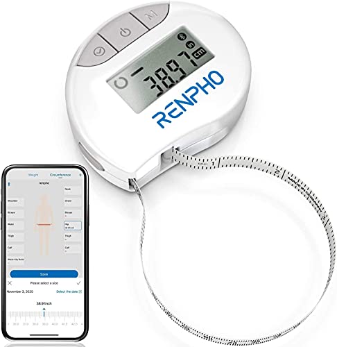 Body Tape Measure with Smart App, RENPHO Bluetooth Measuring Tapes for Body Measuring, Weight Loss, Muscle Gain, Fitness Bodybuilding, Retractable, Body Part Circumferences Measurements