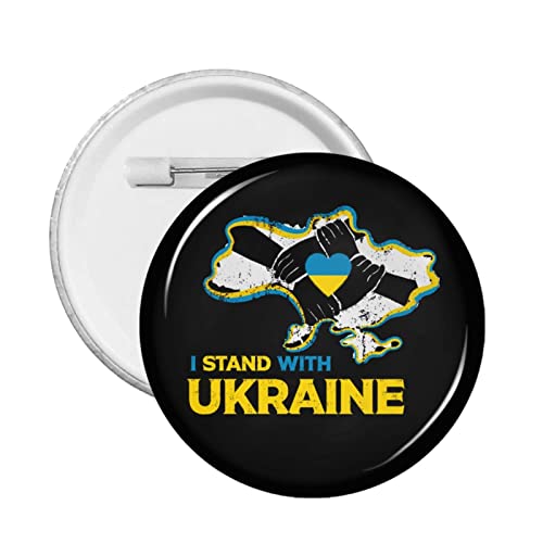I Stand With Ukraine Stop Russian Aggression Diy Round Badge,Round Brooch For Men And Women,Pin Button Clothing Bag Hat Accessories(Five Loads).