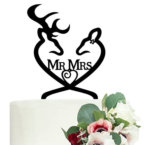 LOVENJOY Acrylic Buck and Doe Deer Wedding Cake Topper Black, Gift Boxed