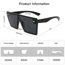 Load image into Gallery viewer, VANLINKER Flat Top Oversized Shield Sunglasses for round faces for Women Men Square Rimless Fashion Shades VL9517 With Black Frame
