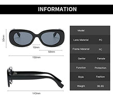 Load image into Gallery viewer, Long Keeper Vintage Rectangle Sunglasses for Women Trendy Square Sunglasses Fashion Retro Glasses with UV400 Protection for Ladies Teen Girls Men (Black/Dark Grey)
