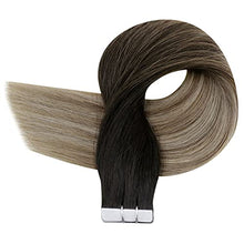 Load image into Gallery viewer, Easyouth Human Hair Tape in Hair Extensions Black to Brown and Medium Blonde Balayage Tape in Extensions 16 Inch 40g 20Pcs Glue on Hair
