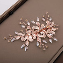 Load image into Gallery viewer, Rose Gold Wedding Hair Clip Hair Accessories for Women Handmade Flower Rhinestone Headpiece Hair Pins for Bridal Bridesmaid Girls
