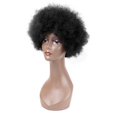 Load image into Gallery viewer, Becus Short Afro Wigs For Black Women Brazilian Human Hair Kinky Curly Wig Afro Puff Wigs For Black Women Natural Black (8 Inches Fluffy Tight Curls)
