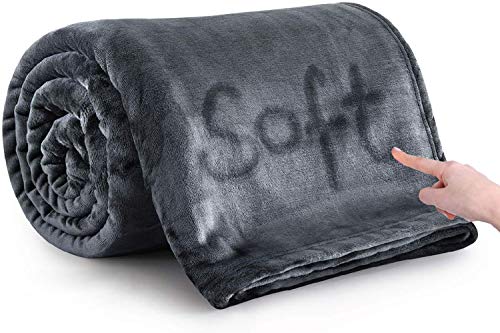 MOONLIGHT20015 Silk Touch Warm Flannel Fleece Blankets - 400 GSM Grey Throws for Sofa Fluffy Blanket Bed Throw for Bedroom, Couch, Travel, Kids, Bedroom Accessories (Dark Grey, Double (150 x 200 CM))