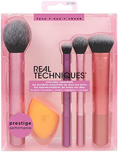 Load image into Gallery viewer, REAL TECHNIQUES,5 Count (Pack of 1) Everyday Essentials Makeup Brush Complete Face Set (Miracle Complexion Sponge, Expert Face, Blush, Setting and Deluxe Crease Brushes)
