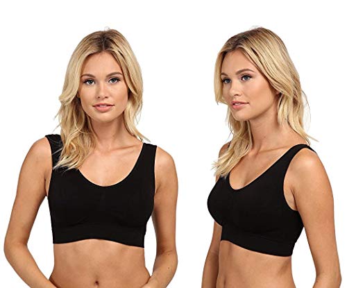 Marielle 4 Pack Double Lined Material Premium Comfort Bra Women Seamless Bralette Sleep Yoga Vest Wire Free (4 Pack Black/White/Nude/White, 5XL)