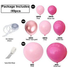 Load image into Gallery viewer, NeuWook Balloon Garland Arch Kit, 99 Pcs Pink Rose Red Balloons with 4D Rose Gold Foil Balloons Latex Party Balloons Decoration for Birthday, Weddings, Girl Baby Shower, Girl Birthday (Rose Pink)
