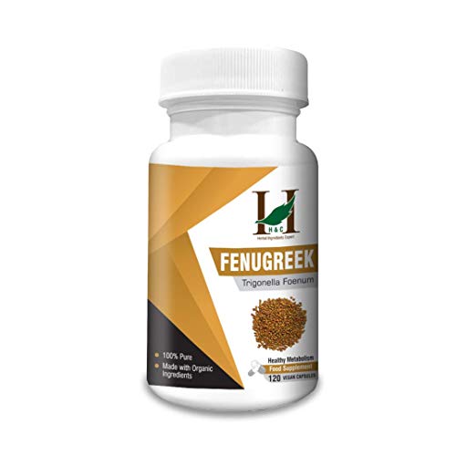 H&C Fenugreek Seed Capsules - 900mg per Serving, 120 Counts | for Health Digestive System