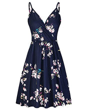 Load image into Gallery viewer, STYLEWORD Women's V Neck Floral Spaghetti Strap Summer Dress Casual Swing Midi Sundress with Pocket(A1-floral01,XL)
