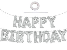 Load image into Gallery viewer, Silver Happy Birthday Balloons Banner, 16 Inch Mylar Foil Letters Sign Bunting Reusable Ecofriendly Material for Girls Boys Kids &amp; Adults Birthday Decorations Party Supplies …

