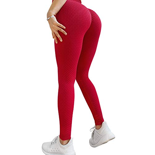 Chriamille Textured Yoga Pants Ruched Butt Lifting Anticellulite Leggings for Women High Waisted Booty Scrunch Tights