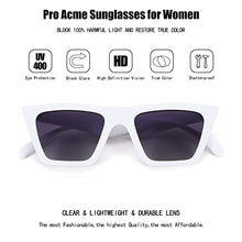 Load image into Gallery viewer, Pro Acme Polarized Vintage Square Cat Eye Sunglasses for Women, Retro Classic Trendy Style Cateye Sun Glasses (White Frame | Grey Gradient Lens)
