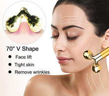 Load image into Gallery viewer, 2 IN 1 Face Massager Roller Gold Facial Massager, Electric 3D Face Roller and T Shape Arm Eye Nose Head Massager Instant Face Lift Anti Wrinkles
