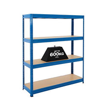 Load image into Gallery viewer, BiGDUG Garage Shelving Heavy Duty Extra Wide Shed Storage Unit, Steel 4 Tier Racking, 177cm Warehouse Stockroom Shelf System up to 600kg capacity per shelf (177h x 160w x 45d cm)

