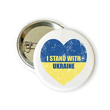 Load image into Gallery viewer, stika.co I Stand with Ukraine Badge, Pin Button Badge, United against war, 38mm, Button Chest Pin Badge (1)
