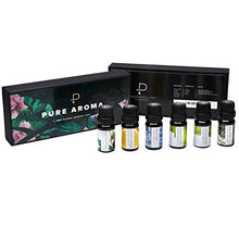 Load image into Gallery viewer, Essential Oils by PURE AROMA 100% Pure Therapeutic Grade Oils kit- Top 6 Aromatherapy Oils Gift Set-6 Pack, 10ML(Eucalyptus, Lavender, Lemon Grass, Orange, Peppermint, Tea Tree)
