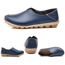 Load image into Gallery viewer, Women's Leather Shoes Loafers Moccasins Casual Slip On Flats Driving Shoes Boat Shoes Size Dark-Blue UK6,5=CN41
