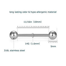Load image into Gallery viewer, FECTAS 5pcs 14G Surgical Steel Nipple Tongue Bar Set Body Piercing Jewelry 18mm
