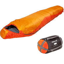 Load image into Gallery viewer, KeenFlex Mummy Sleeping Bag 3-4 Season Extra Warm &amp; Lightweight Compact Waterproof Advanced Heat Control System – Ideal for Camping Backpacking Hiking Festivals – Compression Bag Included (Orange)
