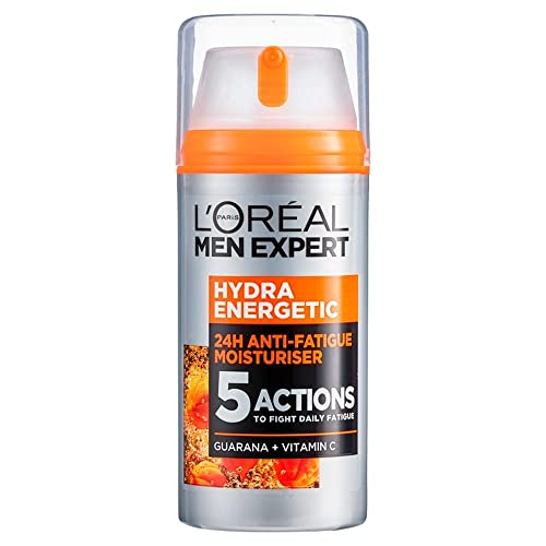 L'Oreal Men Expert Anti-Fatigue Moisturiser, Hydra Energetic Men's Moisturiser With Vitamin C Fights Appearance of Dark Circles And Hydrates Skin - 100 ml