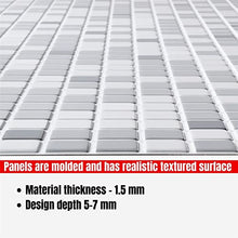 Load image into Gallery viewer, Novecrafto Grey Mosaic Pattern PVC Wall Cladding Panels - Real Tile Look &amp; Feel 3D Design - 20 panels - 9 sqm | 96.8 sqf PVC Plastic Panelling Sheets For Bathroom &amp; Kitchen Splashback &amp; Backsplash
