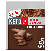 Load image into Gallery viewer, SlimFast Advanced Keto Fuel Bar, Low Sugar Bar for Keto Lifestyle with Chocolate Coating, Triple Chocolate, 5 x 46g Multipack
