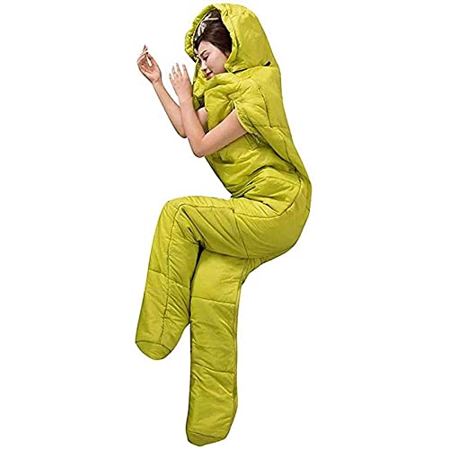 YLWJ Adult Wearable Sleeping Bag Portable Outdoor Camping Sleeping Bag 3 Seasons Full Body Pajamas Warm and Windproof Human-Shaped Sleeping Bag/Zipper Design