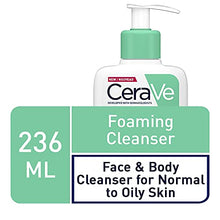 Load image into Gallery viewer, CeraVe Foaming Cleanser for Normal to Oily Skin 236 ml with Niacinamide and 3 Essential Ceramides

