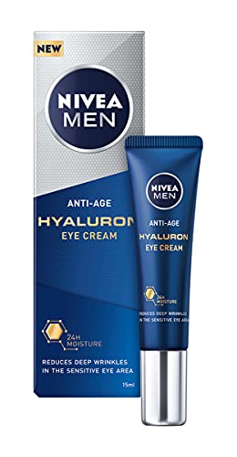 NIVEA MEN Hyaluron Eye Cream (15ml), Powerful Anti-Ageing Eye Cream with Hyaluronic Acid, Moisturising Eye Cream for Wrinkles and Fine Lines, Men's Eye Cream