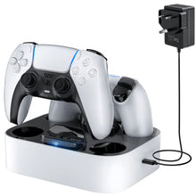 Load image into Gallery viewer, NEWDERY PS5 Controller Charging Station, Fast Charger Dock For PlayStation 5 DualSense Controllers with LED Light Indicators, Fast Charging / Tri-protection / Dual Chargers
