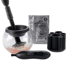Load image into Gallery viewer, STYLPRO Gift Set Kit: Electric Makeup Brush Cleaner and Dryer Machine with 8 Brush Collars, Spinning Brush Cleaner with Bowl bundle (with two free cleanser sachet included) (ORIGINAL)

