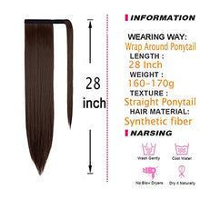 Load image into Gallery viewer, ZAIQUN Long Straight Ponytail Extension 28 inch Wrap Around Ponytail Synthetic Hair Extensions Clip in Ponytail Hairpiece for Women(28&#39;&#39;, Medium Brown)
