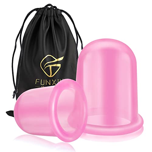 Silicone Cupping Therapy Set and Cellulite Massager, Anti Cellulite Cup Massage Roller, Vacuum Massage Cup Kit Body Cup Set Health Beauty Care, Large & Medium Cup/Body Roller Brush Pink