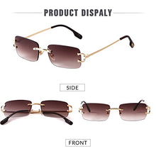 Load image into Gallery viewer, SDinm Small Narrow Rimless Sunglasses Fashion Frameless Rectangle Tinted Lens Eyewear 90s Glasses for Women Men
