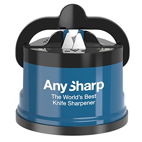 AnySharp Knife Sharpener with PowerGrip, Blue