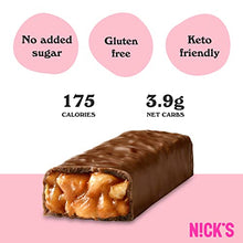 Load image into Gallery viewer, NICKS Peanuts n fudge Keto Chocolate Bars No Added Sugar 175 Calories, 3.9 Net carbs, Gluten Free Sweets Low carb Candy Snack Bar (Multipack 15x40g)
