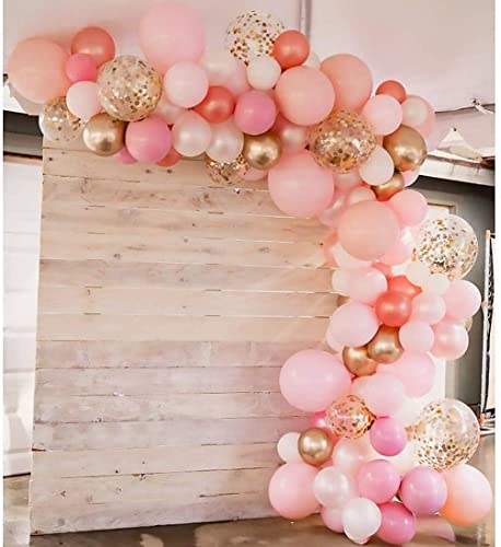 Rose Gold Balloon Arch Kit, 115 Packs Balloon Garland Kit, Rosegold and Pink Birthday Party Decoration for Girls Women Men Wedding Bridal Engagement Baby Shower