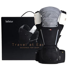 Load image into Gallery viewer, Bebamour Baby Carrier Newborn to Toddler, 6 in 1 Baby Carrier for 0-36 Months, 100% Cotton, Foldable Baby Hipseat Attached 3pcs Baby Drool Bibs (Black)
