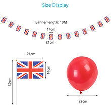 Load image into Gallery viewer, WEDNOK Union Jack Flag Set, 30pcs Red White Blue Balloons 10pcs British Flags 10m x 30pcs United Kingdom Banner for Queen Platinum Jubilee Decoration 2022 Celebration Birthday 70 Years Party VE Day
