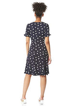Load image into Gallery viewer, Roman Originals Women Fit &amp; Flare Skater Dress Ladies Stretch Jersey Casual Summer Autumn Winter Party Beach Cruise Holiday V-Neck Knee Length - Navy Blue - Size 16
