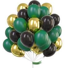 Load image into Gallery viewer, PartyWoo Black Gold and Green Balloons, 60 Pcs 12 Inch Green Balloons, Black Balloons and Gold Balloons, Green Gold Black Balloons for Black Party Decorations, Green Birthday Decorations
