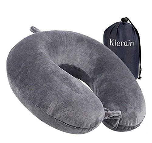 Travel Pillow - Memory Foam Neck Pillow Support Pillow,Luxury Compact & Lightweight Quick Pack for Camping,Sleeping Rest Cushion (Gray)