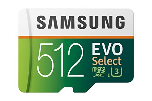 Samsung EVO Select 512GB microSD 100MB/s and 90MB/s, speed, full HD & 4K UHD memory card including SD adapter for smartphone, tablet, action camera, drone and notebook