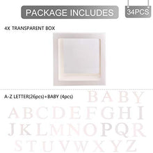 Load image into Gallery viewer, Baby Shower Decoration Balloon Boxes – 4Pcs DIY White Transparent Boxes with 30 Letters BABY + A-Z for Boys Girls Baby Shower,DIY Name Combination,Gender Reveal Backdrop Birthday Party Supplies
